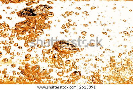 Orange water bubbles. Abstract background