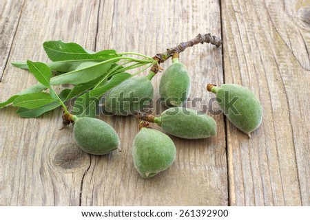 Almonds green. Royalty-Free Stock Photo #261392900