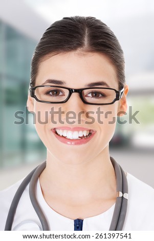 Portrait of a beautiful young doctor woman