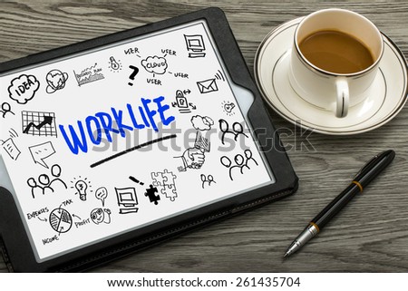 work life concept hand-drawing on blackboard Royalty-Free Stock Photo #261435704