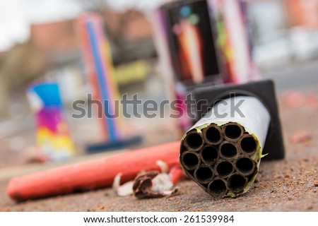 Close-up of a burnt firecracker Royalty-Free Stock Photo #261539984