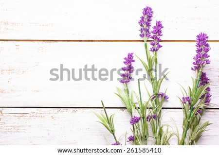 Lavender on wood background