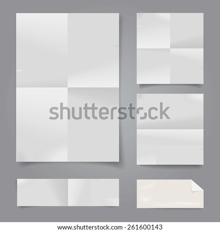 Set of vector white folded papers. Royalty-Free Stock Photo #261600143
