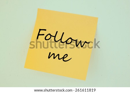 Text follow me on the short note texture background