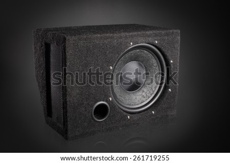 Black subwoofer speaker car audio music system