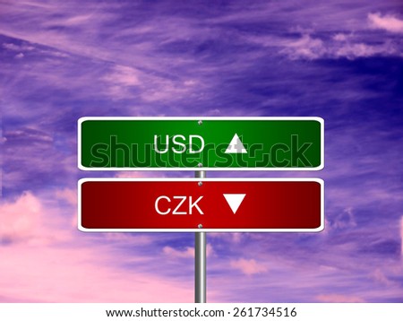 CZK USD Czech Republic koruna US dollar symbol currency money.