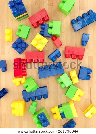 A close up shot giant building blocks