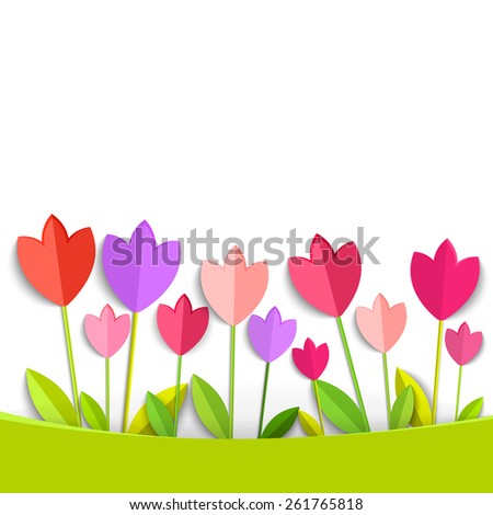 Coloring 3d tulips isolated on white. Illustration background.