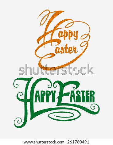 Happy Easter typography swirl label vector 4. Good use for sticker design, invitation element, title label card design, or any design you want. Easy to use, edit, or change color.