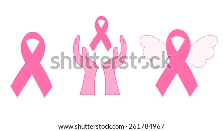 Isolated clip art collection of breast cancer awareness ribbon 