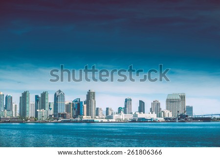 San Diego Bay. City of San Diego Summer Skyline Panorama. California, USA