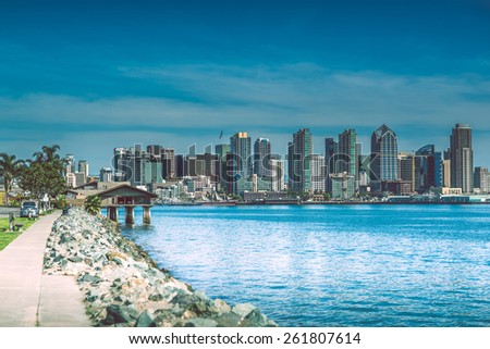 San Diego Bay Area, California, United States. San Diego Skyline and Bay Shore