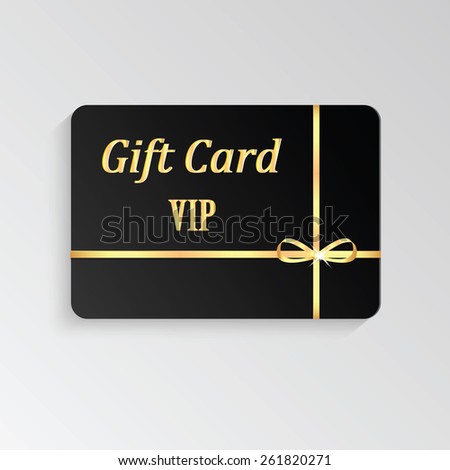 Gold VIP cards with shiny letters and ribbon