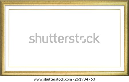 Isolated gold wooden frame on white background