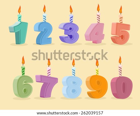 birthday candles set. Vector illustration.  cartoon numbers