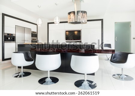 Big modern dining room in luxury residence