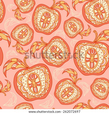vector ornamental apple seamless pattern. It can be used for wallpaper, fabric design, textile design, cover, wrapping paper, banner, card, background.