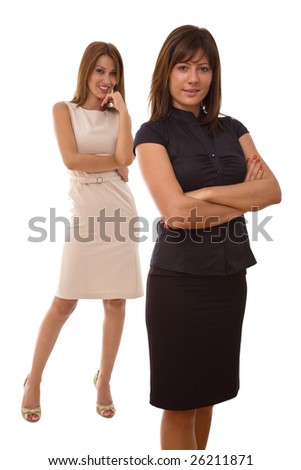 young and energetic businesswomen portrait on white background