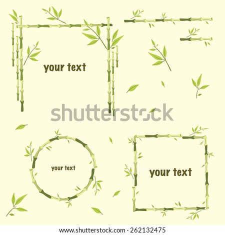 on a colored background painted frame from bamboo branches. frames of different shape and size there you can enter your text here