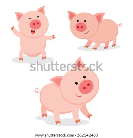 Cute pigs. Cheerful pig. Funny pigs vector. Royalty-Free Stock Photo #262142480