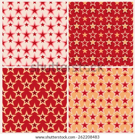 Four seamless patterns in retro colors, stars