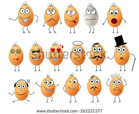 Set of funny eggs. Vector eps10.