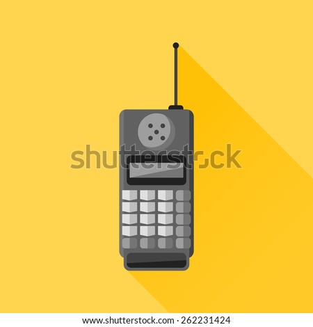 Retro mobile phone flat style icon. Vector illustration.