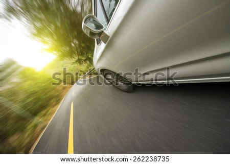 Car driving on the highway sky