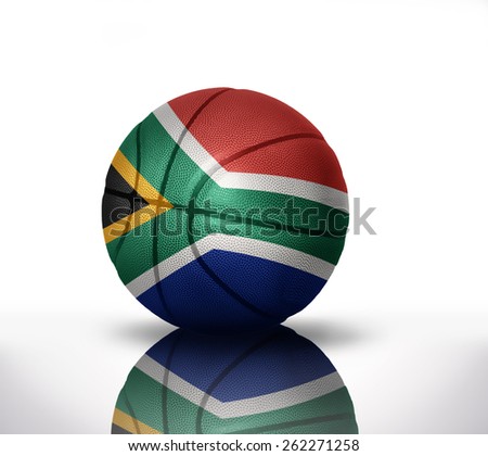 basketball ball with the national flag of south africa on a white background
