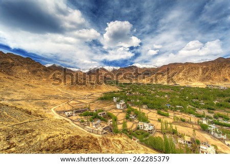 A general view of Leh from the Namgyal dynasty palace complex