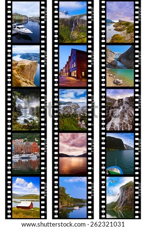 Frames of film - Norway travel images (my photos) - nature and architecture background