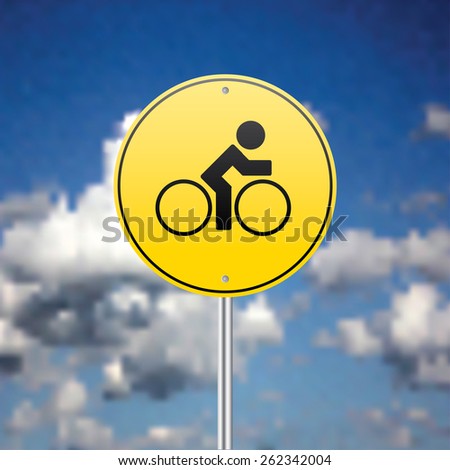 Bicycle sign with sky in the background vector illustration.