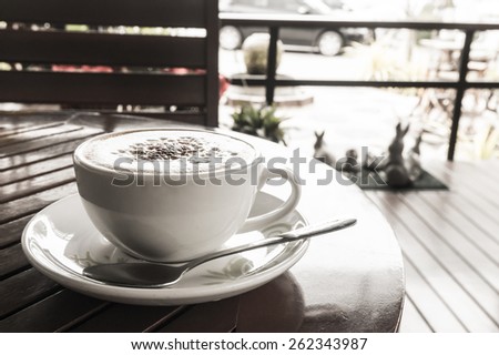 Coffee cup in coffee shop -  Black and White effect picture