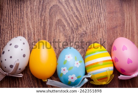 easter eggs decoration against wooden background