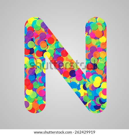 Colorful letter made by circles, vector