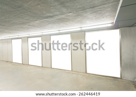 Blank billboard in modern interior hall. Useful for your advertising.