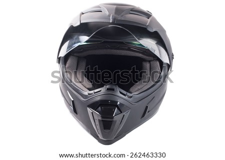 black motorcycle helmet isolated on white Royalty-Free Stock Photo #262463330