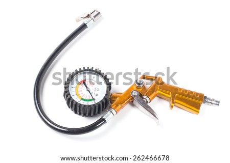 compressor pressure gauge on a white background Royalty-Free Stock Photo #262466678