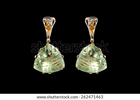 jewelry earrings with green gem