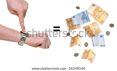 arms indicating time is money isolated over white background