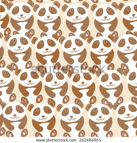  Funny cute panda seamless background, pattern. Vector