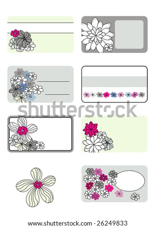vector graphic set with flowers drawing