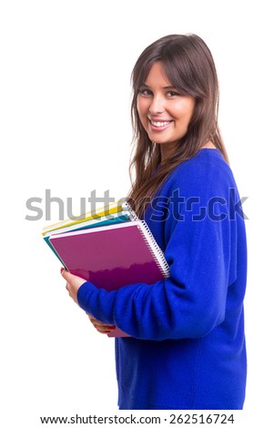Young student posing over a white background