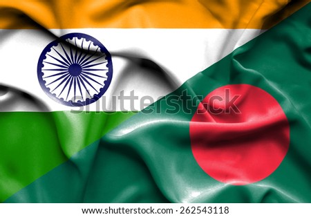 Waving flag of Bangladesh and India