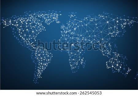 Global network mesh. Social communications background. Earth map. Vector illustration.  Royalty-Free Stock Photo #262545053
