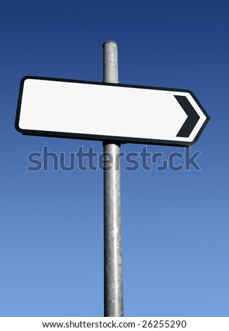 Right pointing blank white direction sign.