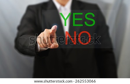 business man select yes no word