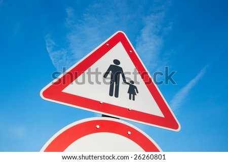 Traffic sign warning about children crossing the road