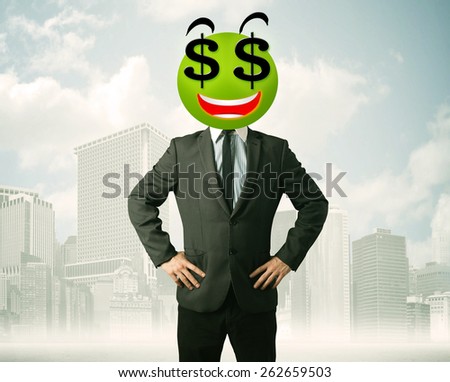 Businessman with dollar sign cartoon face