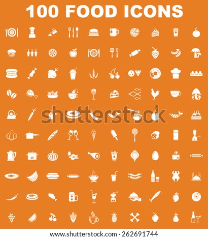 Very Useful Food Icon Set On Flat UI Color Background. Eps-10.